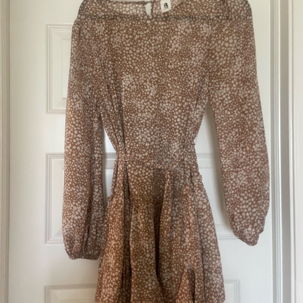 LAWLESS Floral Brown and White Dress